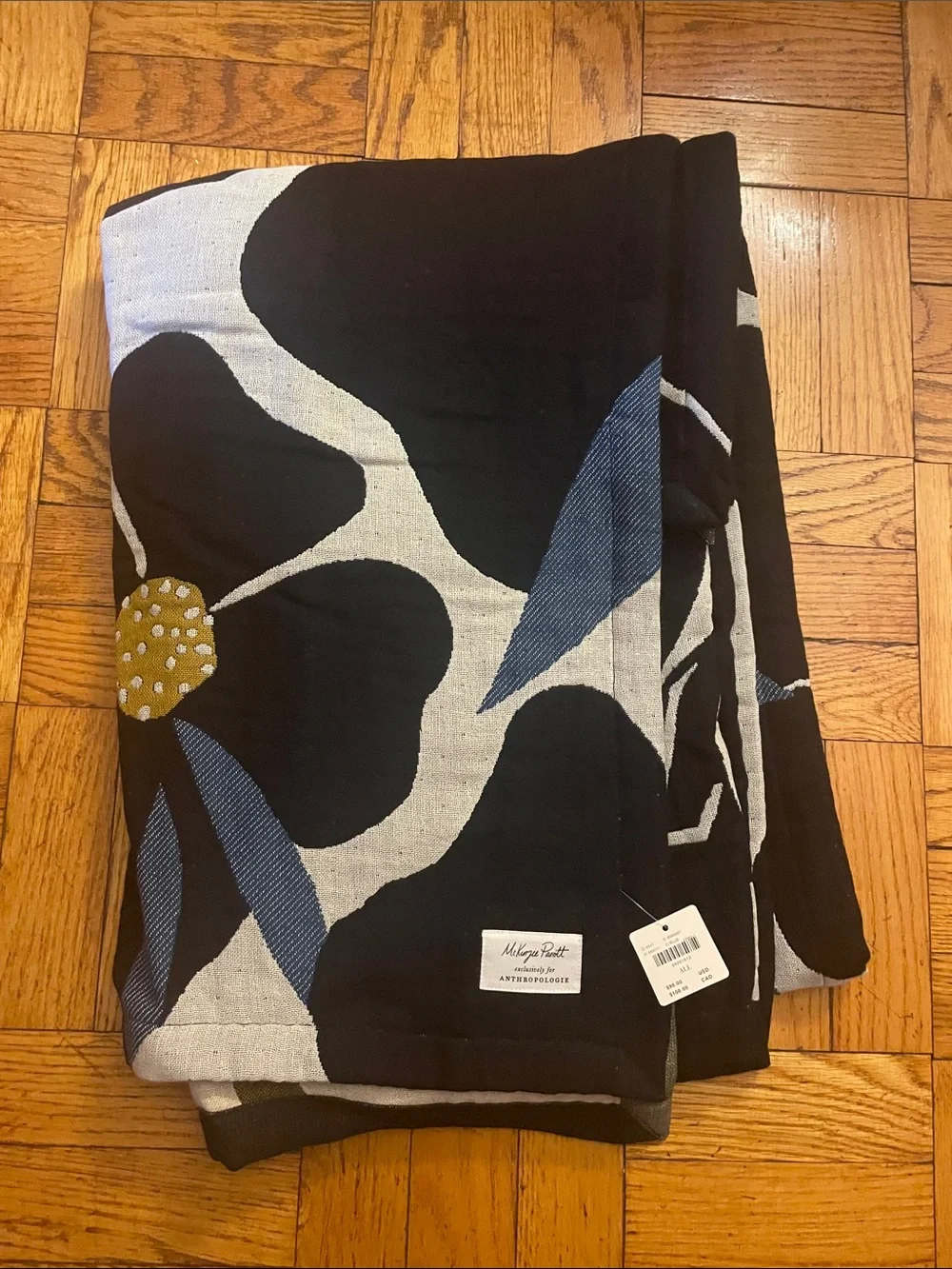 Anthropologie McKenzie Parrott Floral Cotton Jacquard Throw Blanket - NWT